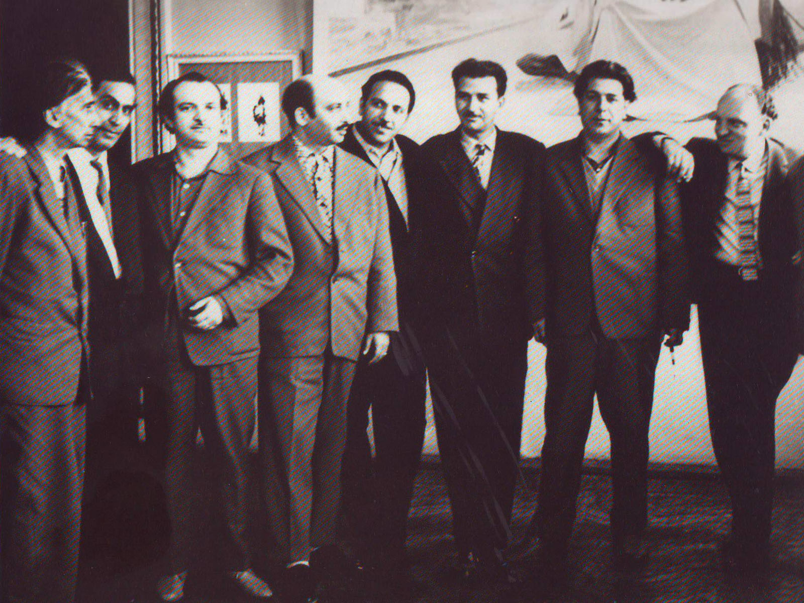 Kamil Khanlarov with friends at the exhibition